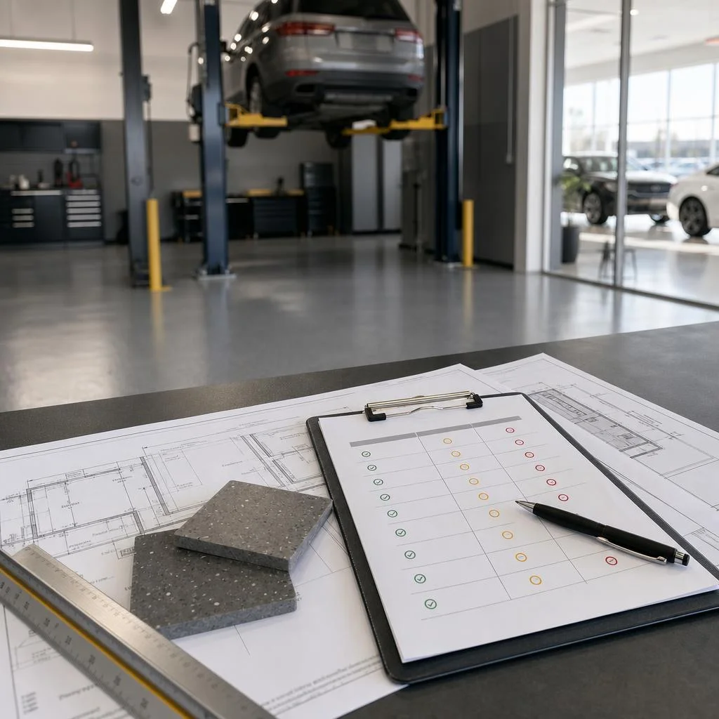 How to Review a Showroom or Service Bay Floor Spec in 10 Minutes How to Review a Showroom or Service Bay Floor Spec in 10 Minutes